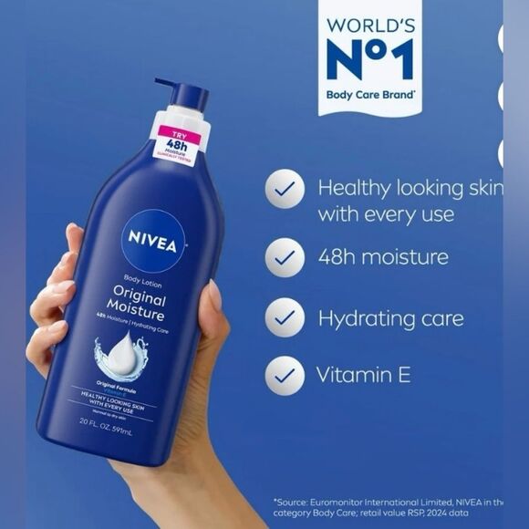 🛍️NIVEA Original Moisture Body Lotion with h Vitamin E, 48Hr Daily 💥 - Picture 2 of 7